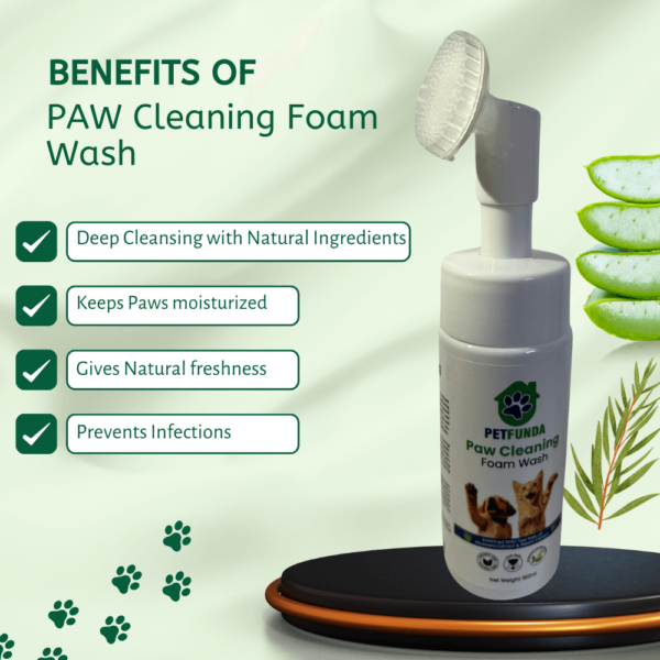 PETFUNDA Paw Cleaning Foam Brush for Dogs – Ayurvedic, Aloe Vera & Tea Tree Oil, Lick-Safe | Dog Foot Scrubber Cleaning Brush| Gentle Paw Cleaning Tool, Paraben-Free, 150ml - Image 6