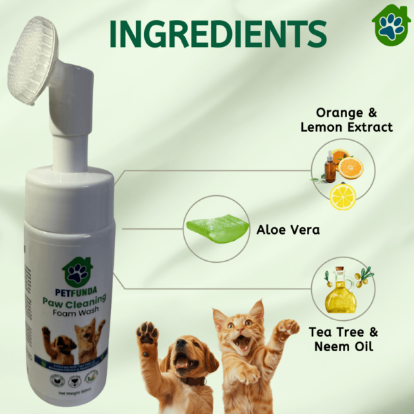 PETFUNDA Paw Cleaning Foam Brush for Dogs – Ayurvedic, Aloe Vera & Tea Tree Oil, Lick-Safe | Dog Foot Scrubber Cleaning Brush| Gentle Paw Cleaning Tool, Paraben-Free, 150ml - Image 5