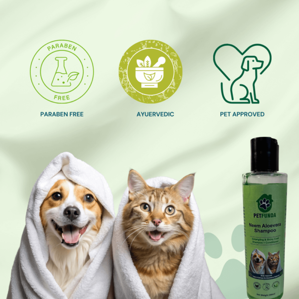 PETFUNDA Neem & Aloe Vera Pet Shampoo for Dogs & Cats | Shampoo to Remove Ticks & Fleas| Pet Shampoo for Dogs & Cats | Cleanse, Moisturizes & Deodorizes | Paraben-Free Ayurvedic Formula, 200ml - Image 2