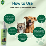 Green Apple Dry Bath Shampoo for Pets Dogs Cats - how to use it