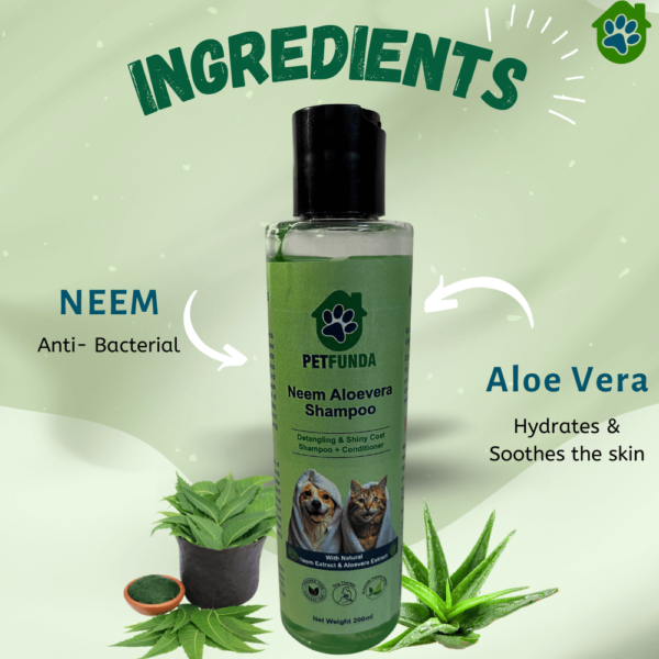 PETFUNDA Neem & Aloe Vera Pet Shampoo for Dogs & Cats | Shampoo to Remove Ticks & Fleas| Pet Shampoo for Dogs & Cats | Cleanse, Moisturizes & Deodorizes | Paraben-Free Ayurvedic Formula, 200ml - Image 5